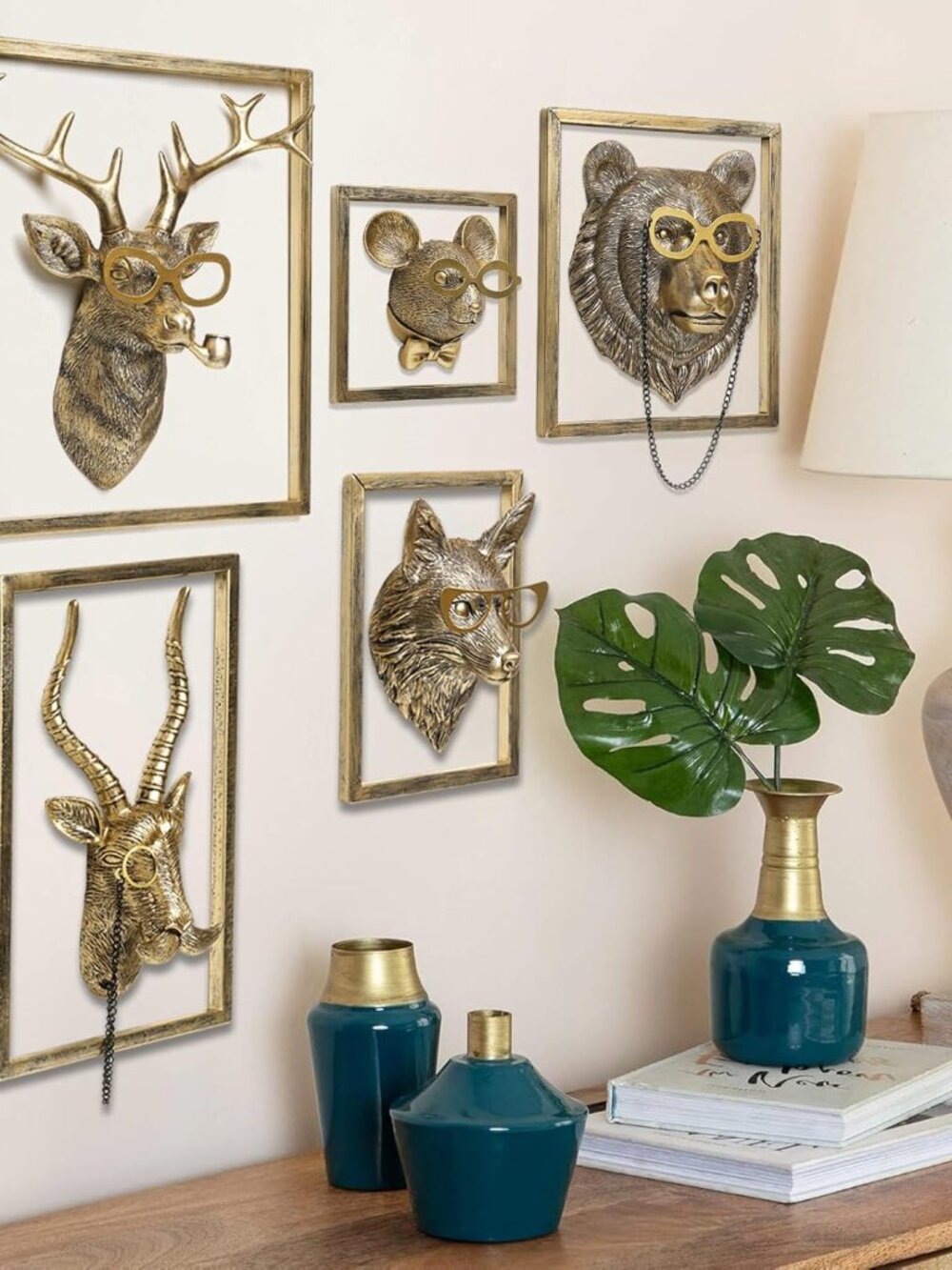 Animal Heads Wall Decor Includes Metal Frame Resin Animals Sculptures Head Wall - Picture 8 of 8